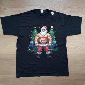 Powerlifting Santa - Christmas Trees - New XL Black T-Shirt